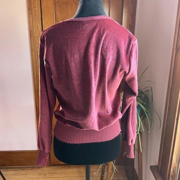 Vintage 80s Red Sweater Sears JR Bazaar Retro Preppy Soft Girl Fall Look Sz XS-S - Picture 4 of 10